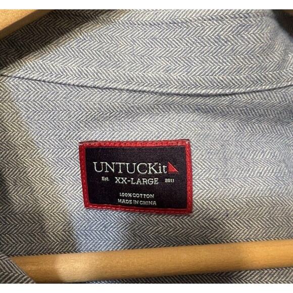 UNTUCKit Men’s Librando Long Sleeve Shirt XXL Textured Stitch Blue Collar Preppy - Picture 9 of 9